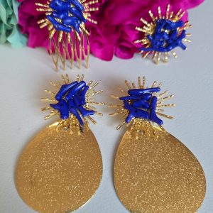 Broche sol azul pavo