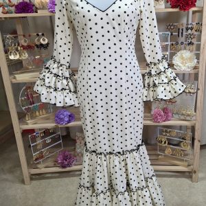 Vestido Sevilla Beige con Lunares Negros