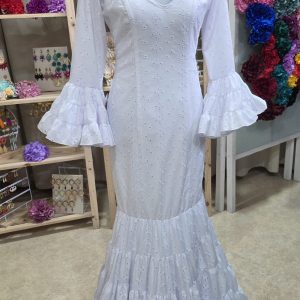 Traje de Flamenca Sevilla blanco perforado