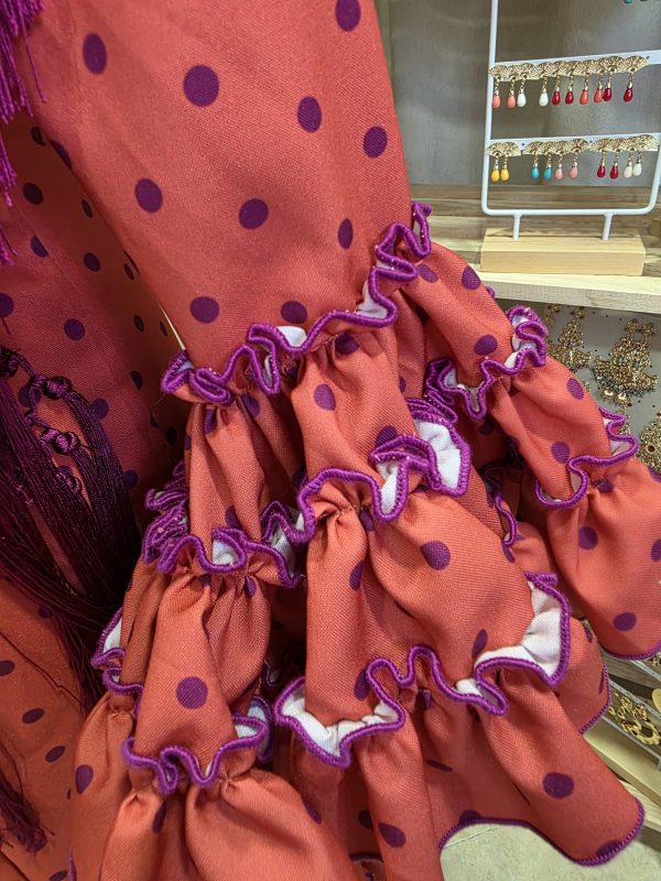 Vestido Sevilla coral con lunares buganvilla - Imagen 3