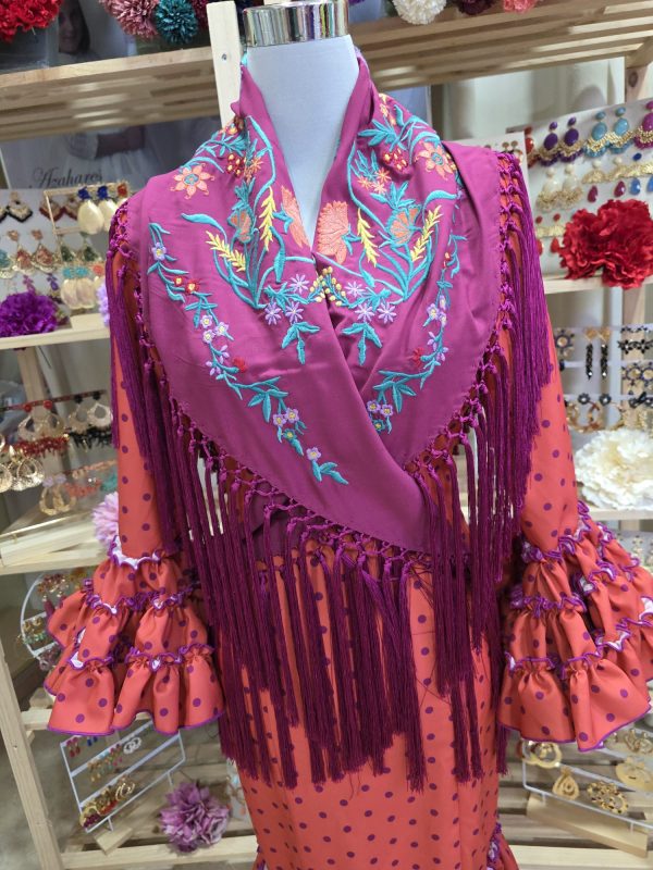 Vestido Sevilla coral con lunares buganvilla - Imagen 2