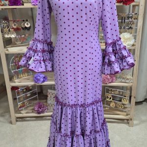 Traje de Flamenca Sevilla malva lunar bugandilla