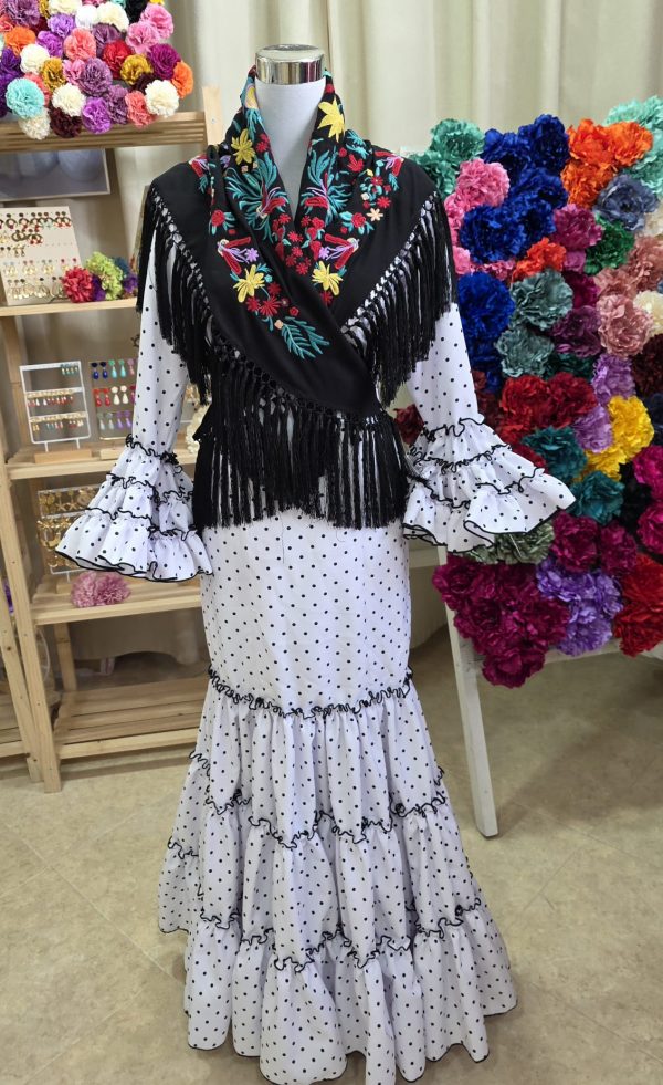 Vestido Blanco lunar micro negro