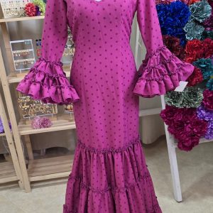 Vestido fuscia antiguo lunar al tono
