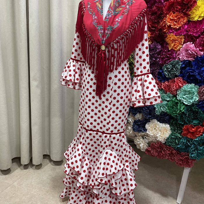 Alegría blanco lunar rojo bielástica