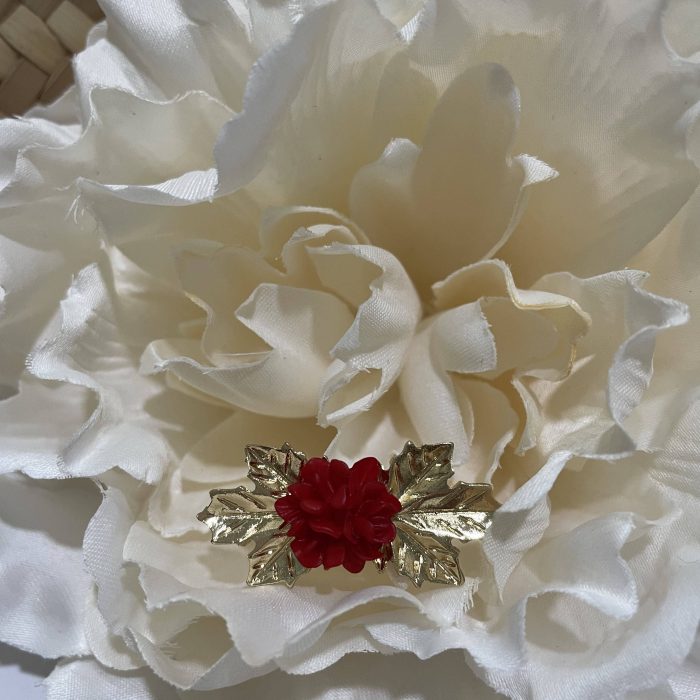 Broche flor roja