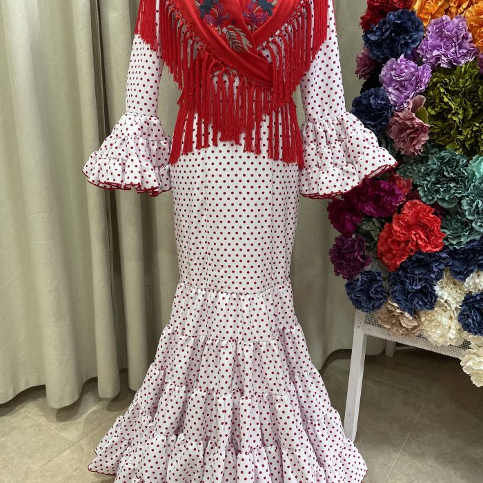 Huelva blanco lunar rojo