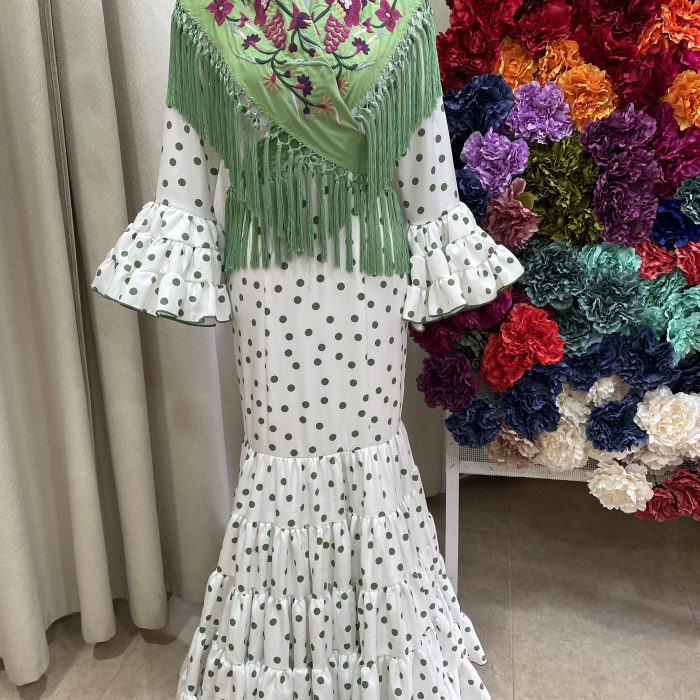 Huelva blanco lunar verde aceite bielástica