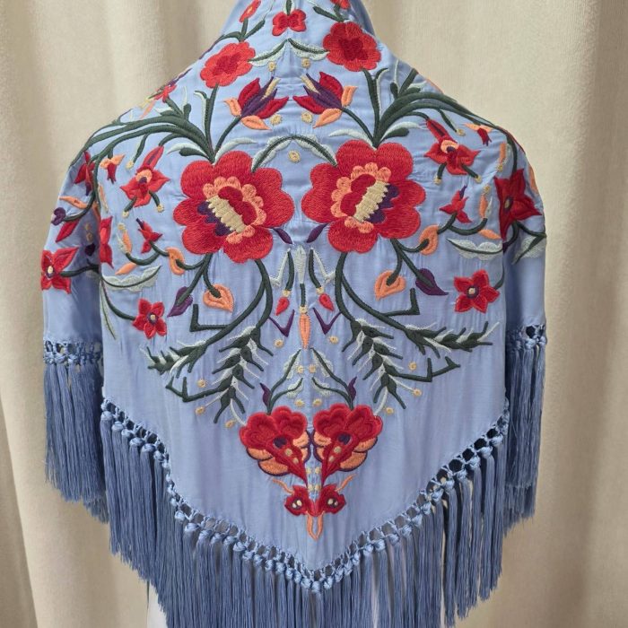 Mantoncillo Jarana azul cielo y coral