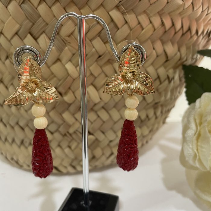 Pendiente Amara rojo carmín