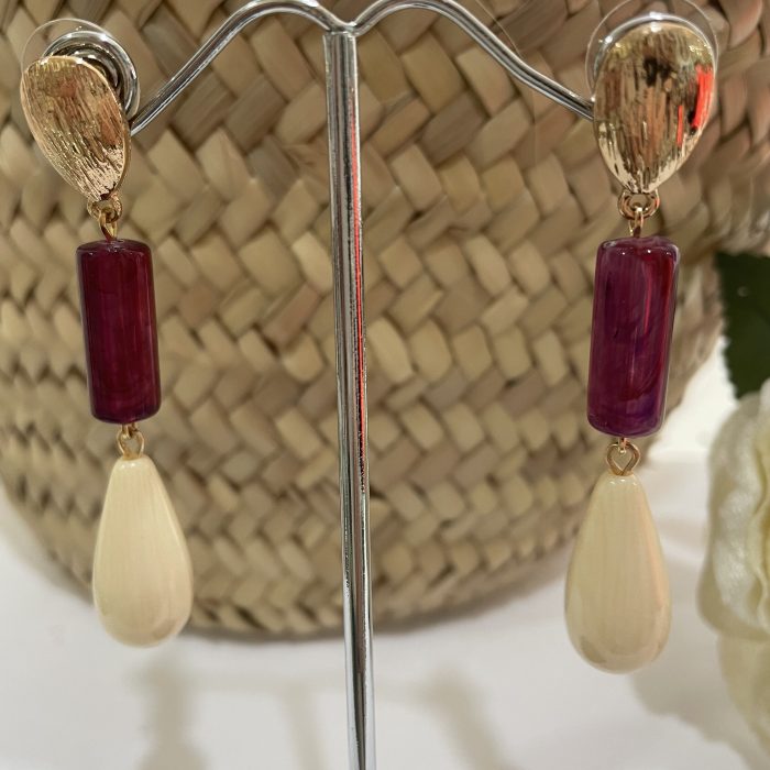 Pendiente Iris burdeos