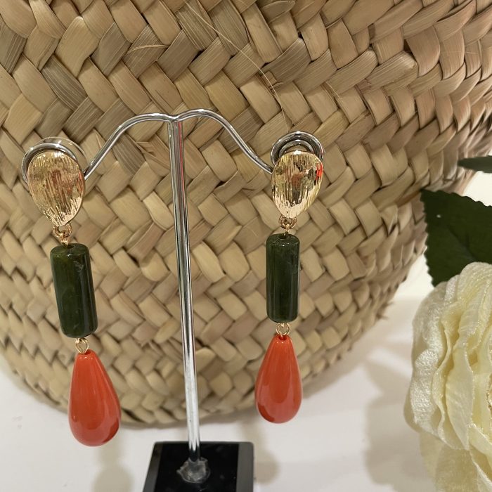 Pendiente Iris verde oliva