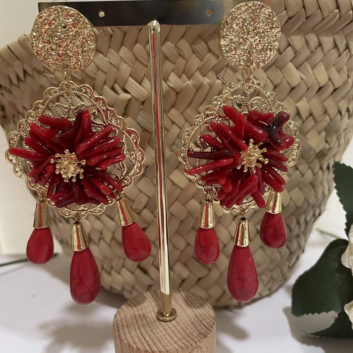 Pendiente Blanca rojo