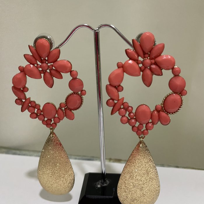 Pendiente Esmeralda coral