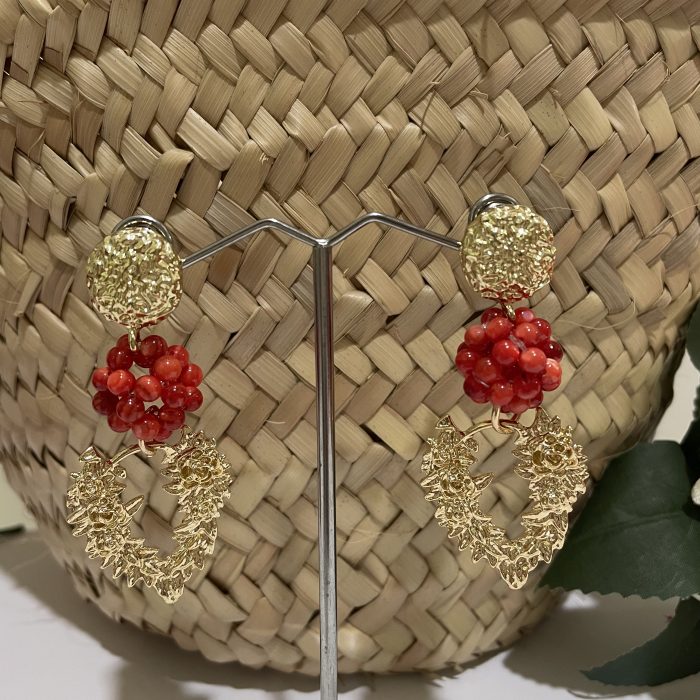 Pendiente racimo rojo