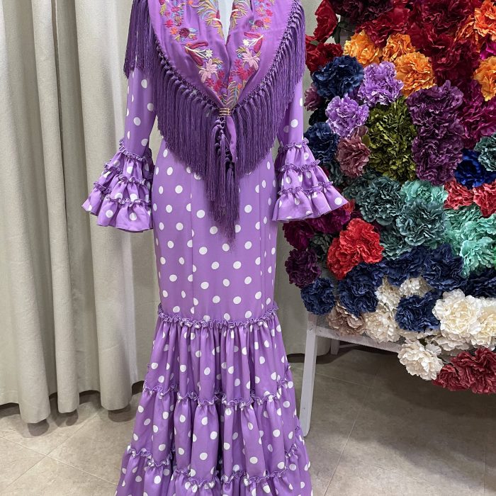 Sevilla lila lunar blanco bielástica